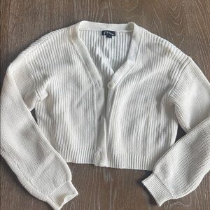 White Cropped Cardigan Sweater